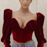 House of CB одећу 68JT101 валерие вине сомот корзет дугих рукава
