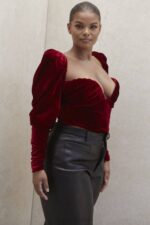 House of CB одећу 68JT101 валерие вине сомот корзет дугих рукава - Image 10