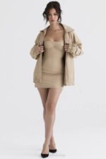 House of CB одећу 68JT1042 цами таупе велика јакна - Image 4