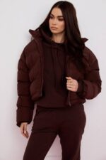House of CB одећу 68JT1047 херо чоколада превелика јакна ц облика - Image 10