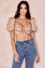 House of CB одећу 68JT107 хеди камел бралет пуфф рукав - Image 11
