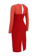 House of CB одећу 68JT109 дарци сцарлет миди хаљина - Image 5