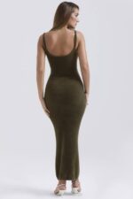 House of CB одећу 68JT116 фаиетте каки мекана пухаста плетена макси хаљина - Image 8