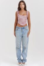 House of CB одећу 68JT12 уна розе принт корзет - Image 6