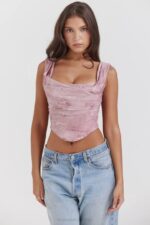 House of CB одећу 68JT12 уна розе принт корзет - Image 8