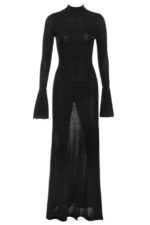 House of CB одећу 68JT141 санцха црна плетена макси хаљина - Image 4
