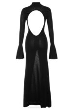 House of CB одећу 68JT141 санцха црна плетена макси хаљина - Image 6