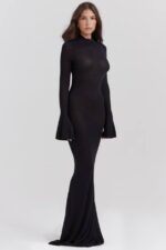 House of CB одећу 68JT141 санцха црна плетена макси хаљина - Image 9