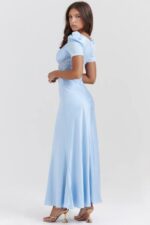 House of CB одећу 68JT146 рафаела нежно плава хаљина од чисте свиле и чипке - Image 6