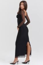 House of CB одећу 68JT147 катарина црна макси хаљина - Image 7