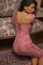 House of CB одећу 68JT151 серапхина розе принт корсет хаљина - Image 2