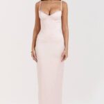 House of CB одећу 68JT156 стефаниа софт бресква корсет макси хаљина