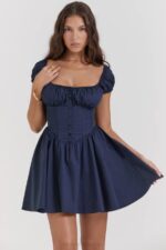 House of CB одећу 68JT171 нала француска морнарица окупљена мини хаљина - Image 15