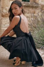 House of CB одећу 68JT174 флорианне црна мини хаљина са машном - Image 4
