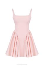 House of CB одећу 68JT178 флорианне мекана мини хаљина од машне брескве - Image 5