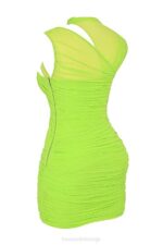 House of CB одећу 68JT187 Адрие неон зелена скупљена мини хаљина - Image 5