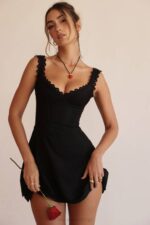House of CB одећу 68JT231 тилли црна мини хаљина - Image 6