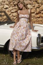 House of CB одећу 68JT252 татиана миди сарафан розе принт - Image 15