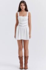 House of CB одећу 68JT267 тифани мини хаљина од беле чипке - Image 9