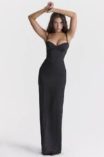 House of CB одећу 68JT284 стефаниа црна макси хаљина са корзетом - Image 11