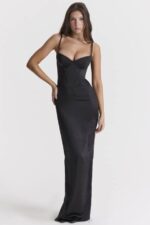 House of CB одећу 68JT284 стефаниа црна макси хаљина са корзетом - Image 10