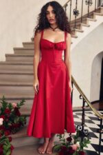 House of CB одећу 68JT292 Цармен црвена ружа бустиер сарафан - Image 5