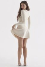 House of CB одећу 68JT298 цаприце крем нежна плетена мини хаљина - Image 4