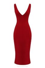 House of CB одећу 68JT303 цеце црвена ружа уроњена макси хаљина - Image 5