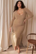 House of CB одећу 68JT312 луцилле цамел фуззи маки хаљина - Image 3