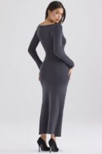 House of CB одећу 68JT313 толани угаљ кашмир плетена макси хаљина - Image 13