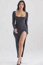 House of CB одећу 68JT313 толани угаљ кашмир плетена макси хаљина - Image 8