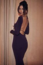 House of CB одећу 68JT318 кеана грапе ребраста плетена макси хаљина - Image 4