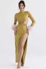 House of CB одећу 68JT332 гина цхартреусе кристализована макси хаљина - Image 12