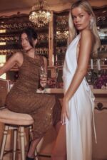 House of CB одећу 68JT335 занаб макси хаљина боје слоноваче са прорезом на бутинама - Image 6