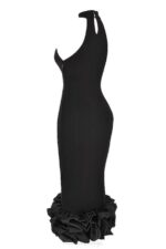 House of CB одећу 68JT346 клека црна пеплум миди хаљина - Image 5