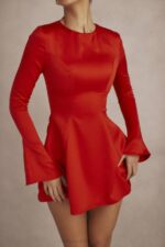 House of CB одећу 68JT352 сацха црвена сатенска мини хаљина - Image 12