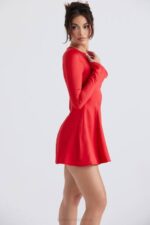 House of CB одећу 68JT352 сацха црвена сатенска мини хаљина - Image 8