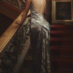House of CB одећу 68JT360 габриелле певтер сатен макси хаљина