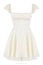 House of CB одећу 68JT384 каиа мини хаљина а-лине боје слоноваче - Image 6
