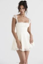 House of CB одећу 68JT384 каиа мини хаљина а-лине боје слоноваче - Image 10