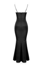 House of CB одећу 68JT386 оливет црна сатенска макси хаљина са корзетом - Image 4
