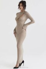 House of CB одећу 68JT391 гиованна стоне макси хаљина са цветним чипком - Image 15