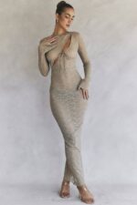 House of CB одећу 68JT391 гиованна стоне макси хаљина са цветним чипком - Image 5