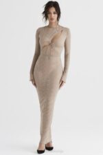 House of CB одећу 68JT391 гиованна стоне макси хаљина са цветним чипком - Image 10