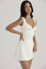House of CB одећу 68JT399 тилли бела пин туцк мини хаљина - Image 15
