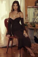 House of CB одећу 68JT409 наоми еспрессо халтер миди хаљина - Image 11
