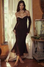 House of CB одећу 68JT409 наоми еспрессо халтер миди хаљина - Image 10