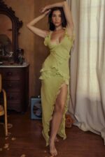 House of CB одећу 68JT414 пикие лиме маки хаљина са воланима - Image 4