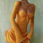 House of CB одећу 68JT421 беба мандарина шифон халтер мини хаљина