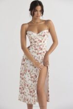House of CB одећу 68JT431 цхарлотте росе принт корсет миди сарафан - Image 15